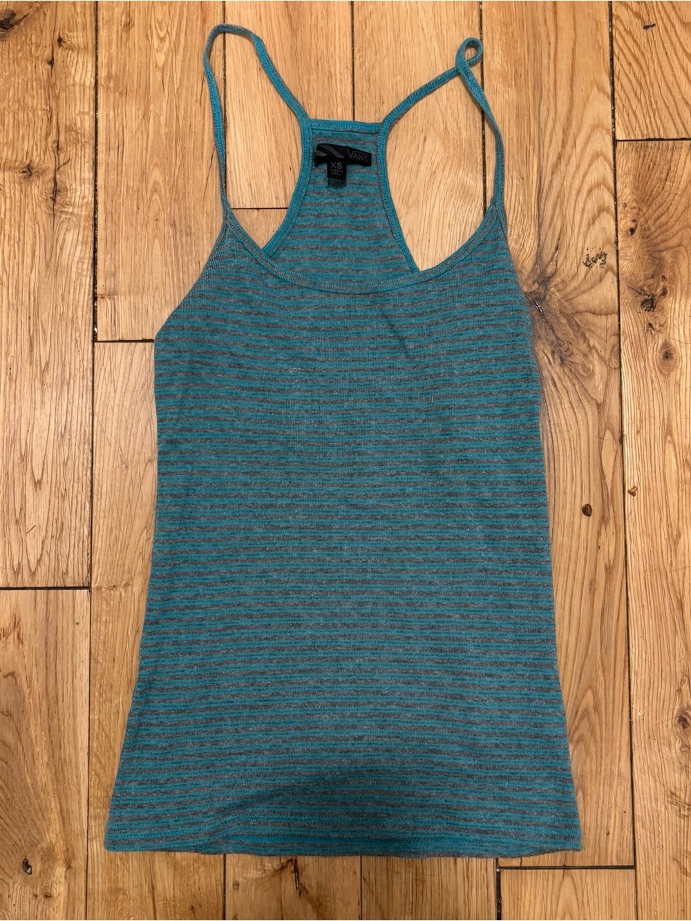 Vans Teal & Gray Striped Racerback Tank Top XS